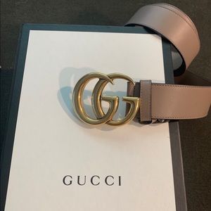 Double G buckle Gucci belt - Dusty pink leather